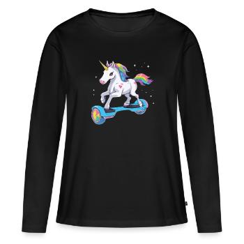 La vie de licorne est meilleure si vous faites du hoverboard - T-shirt manches longues Premium bio Femme - noir - Devant - Julia (174cm)