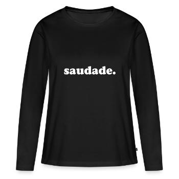 Expression portugaise "Saudade" - T-shirt manches longues Premium bio Femme - noir - Devant - Julia (174cm)