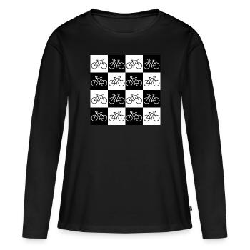 Fahrrad-Checkerboard für Radfahrer - Frauen Premium Bio Langarmshirt - Schwarz - Vorne - Julia (174cm)