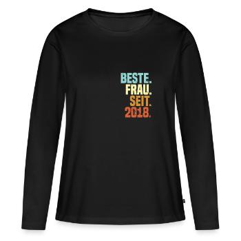 Beste Frau seit 2019 | Vintage - Frauen Premium Bio Langarmshirt - Schwarz - Vorne - Julia (174cm)
