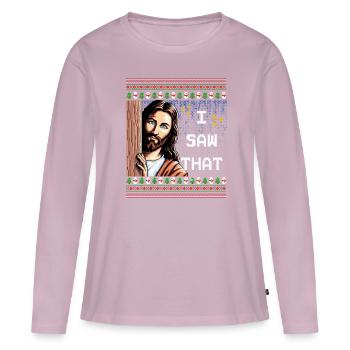 Ugly Hässlicher Weihnachtspulli Jesus Meme - Frauen Premium Bio Langarmshirt - Altrosa - Vorne - Julia (174cm)