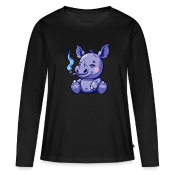 Nashorn Raucher Smoke Joint - Frauen Premium Bio Langarmshirt - Schwarz - Vorne - Julia (174cm)