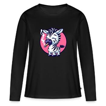 Zebra Raucher Smoke Joint - Frauen Premium Bio Langarmshirt - Schwarz - Vorne - Julia (174cm)