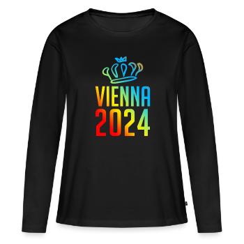 Vienne 2024 Vienne Colorée - T-shirt manches longues Premium bio Femme - noir - Devant - Julia (174cm)