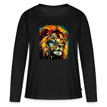 Löwe Portrait - Frauen Premium Bio Langarmshirt - Schwarz - Vorne - Julia (174cm)