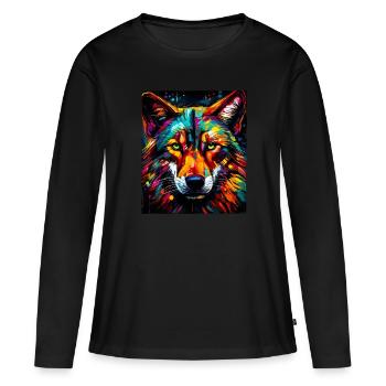 Wolf Portrait - Frauen Premium Bio Langarmshirt - Schwarz - Vorne - Julia (174cm)