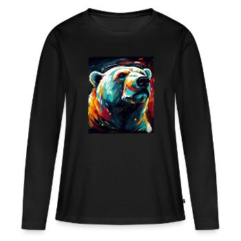 Portrait d’ours polaire Ours polaire - T-shirt manches longues Premium bio Femme - noir - Devant - Julia (174cm)
