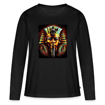 Pharao Antik Symbol - Frauen Premium Bio Langarmshirt - Schwarz - Vorne - Julia (174cm)