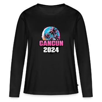 Palmiers de Cancún 2024 - T-shirt manches longues Premium bio Femme - noir - Devant - Julia (174cm)