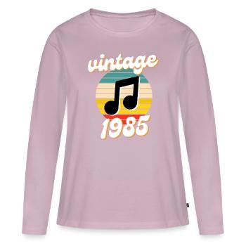 né millésime année 1985 idée cadeau années 80 - T-shirt manches longues Premium bio Femme - rose poudré - Devant - Julia (174cm)