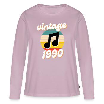 né millésime année 1990 idée cadeau années 90 - T-shirt manches longues Premium bio Femme - rose poudré - Devant - Julia (174cm)