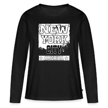 New York City Amérique NYC États-Unis Horizon Côte Est - T-shirt manches longues Premium bio Femme - noir - Devant - Julia (174cm)