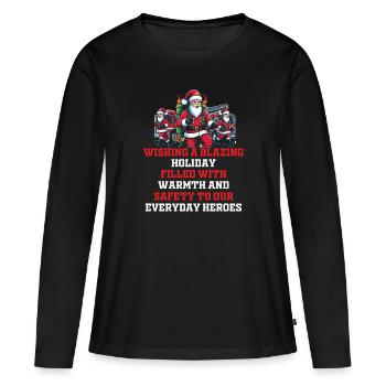 Santa Christmas Holiday Greeting Firefighter Gifts - Women's Premium Organic Long Sleeve Shirt - black - Front - Julia (174cm)