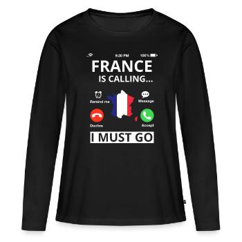 Drapeau français Le drapeau français appelle - T-shirt manches longues Premium bio Femme - noir - Devant - Julia (174cm)