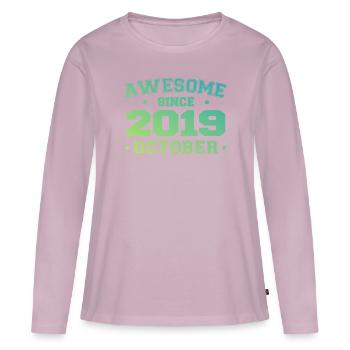 Octobre 2019 - Cadeau Anniversaire Octobre 2019 - T-shirt manches longues Premium bio Femme - rose poudré - Devant - Julia (174cm)