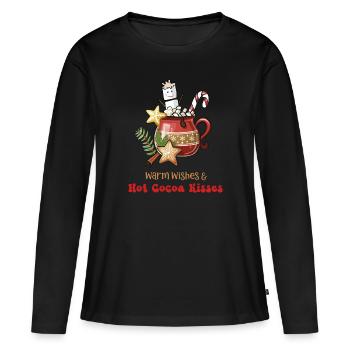 Hot Cacao, vœux chaleureux et baisers chauds au cacao - T-shirt manches longues Premium bio Femme - noir - Devant - Julia (174cm)
