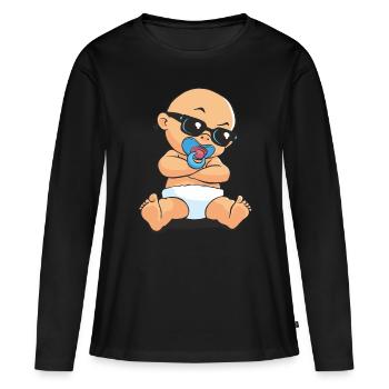 CD - Baby Gangsta mit Sonnenbrille und Schnuller - - Frauen Premium Bio Langarmshirt - Schwarz - Vorne - Julia (174cm)