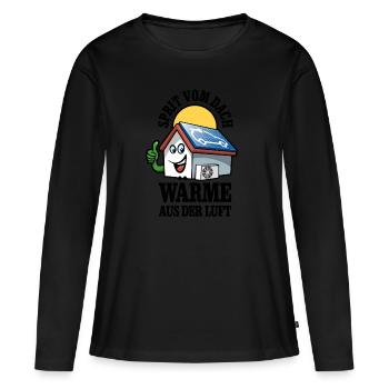 Öko Haus Sprit vom Dach Wärme aus der Luft - Frauen Premium Bio Langarmshirt - Schwarz - Vorne - Julia (174cm)