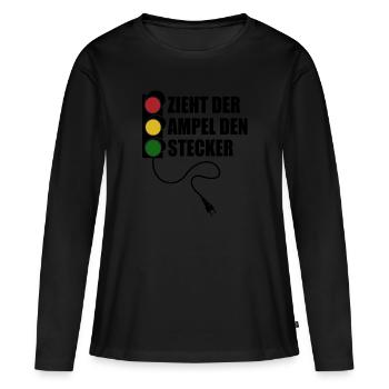 Zieht der Ampel den Stecker - Spruch - Frauen Premium Bio Langarmshirt - Schwarz - Vorne - Julia (174cm)