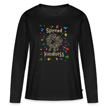 Spread Kindness - Hund schüttelt sich - Frauen Premium Bio Langarmshirt - Schwarz - Vorne - Julia (174cm)