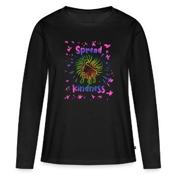 Spread Kindness - Hund schüttelt sich - Frauen Premium Bio Langarmshirt - Schwarz - Vorne - Julia (174cm)