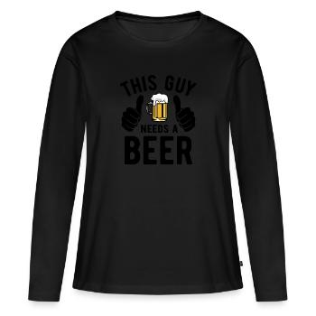 Ce gars a besoin d’une bière - Biertrinker - Spruch - T-shirt manches longues Premium bio Femme - noir - Devant - Julia (174cm)