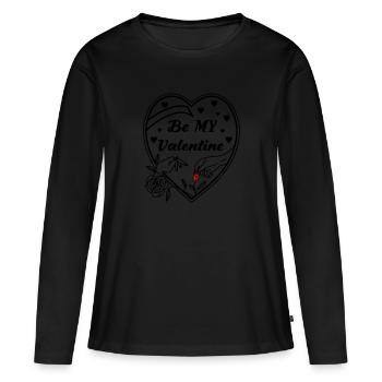 Be my Valentine - Amour - Cadeau - T-shirt manches longues Premium bio Femme - noir - Devant - Julia (174cm)