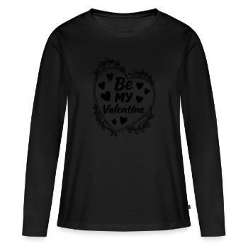 Be my Valentine - Amour - Cadeau - T-shirt manches longues Premium bio Femme - noir - Devant - Julia (174cm)
