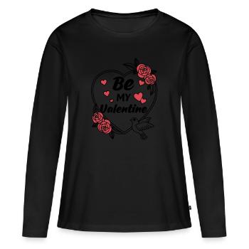 Be my Valentine - Amour - Cadeau - T-shirt manches longues Premium bio Femme - noir - Devant - Julia (174cm)