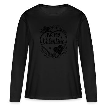 Be my Valentine - Amour - Cadeau - T-shirt manches longues Premium bio Femme - noir - Devant - Julia (174cm)