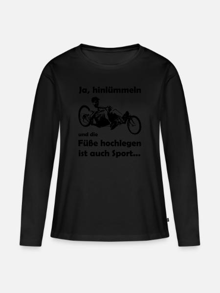Liegerad witziges Shirt Liegefahrrad Füsse hoch - Frauen Premium Bio Langarmshirt - Schwarz