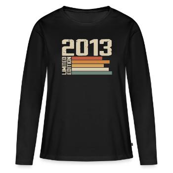 2013 Jahrgang - Retro 2013 Jubiläumsgeschenk 2013 - Frauen Premium Bio Langarmshirt - Schwarz - Vorne - Julia (174cm)