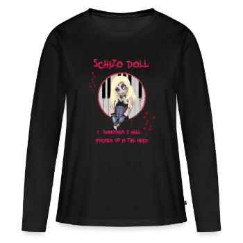 Hella von LORDI - Frauen Premium Bio Langarmshirt - Schwarz - Vorne - Julia (174cm)