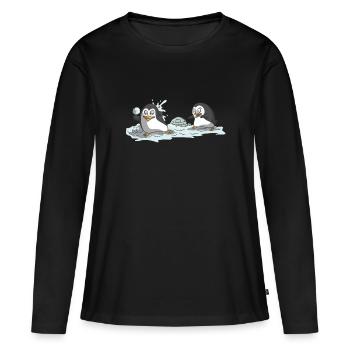 Schneeballschlacht Schnee Schneeball Geschenk Idee - Frauen Premium Bio Langarmshirt - Schwarz - Vorne - Julia (174cm)