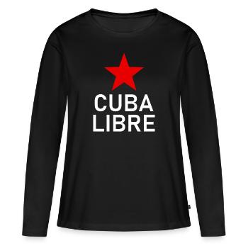 Cuba Libre - Cuba - Fidel - Castro Ché - La Havane - T-shirt manches longues Premium bio Femme - noir - Devant - Julia (174cm)