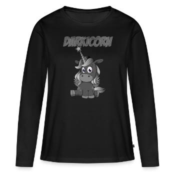 Darkicorn | Dunkles Einhorn Gothic Geschenkidee - Frauen Premium Bio Langarmshirt - Schwarz - Vorne - Julia (174cm)