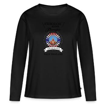 Ich muss nur nach Thailand - vermisse Thailand - Frauen Premium Bio Langarmshirt - Schwarz - Vorne - Julia (174cm)