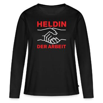 Heldin der Arbeit - Frauen Premium Bio Langarmshirt - Schwarz - Vorne - Julia (174cm)