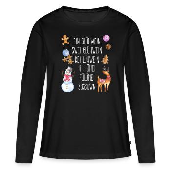 Ein Glühwein Swei Glühwein ... Weihnachtsmarkt - Frauen Premium Bio Langarmshirt - Schwarz - Vorne - Julia (174cm)