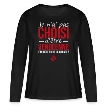 cadeau pour vendéenne chanceuse | Vendée - T-shirt manches longues Premium bio Femme - noir - Devant - Julia (174cm)