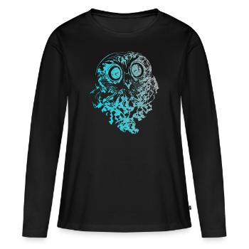 Abstract Owl - Women's Premium Organic Long Sleeve Shirt - black - Front - Julia (174cm)
