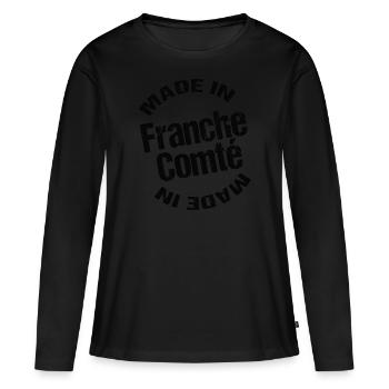 Made in Franche Comté - T-shirt manches longues Premium bio Femme - noir - Devant - Julia (174cm)