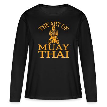 Boxe Combat Muay Thai - T-shirt manches longues Premium bio Femme - noir - Devant - Julia (174cm)