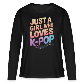 Musique K-Pop Pop Coréenne - T-shirt manches longues Premium bio Femme - noir - Devant - Julia (174cm)