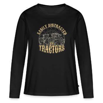 Tracteur disant - T-shirt manches longues Premium bio Femme - noir - Devant - Julia (174cm)