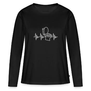 Battement de coeur toilettes toilettes - T-shirt manches longues Premium bio Femme - noir - Devant - Julia (174cm)