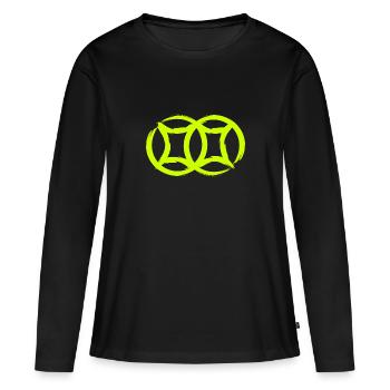 Symbole chinois double chance - T-shirt manches longues Premium bio Femme - noir - Devant - Julia (174cm)