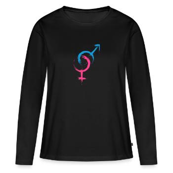 Hétéro symbole hétérosexualité - T-shirt manches longues Premium bio Femme - noir - Devant - Julia (174cm)