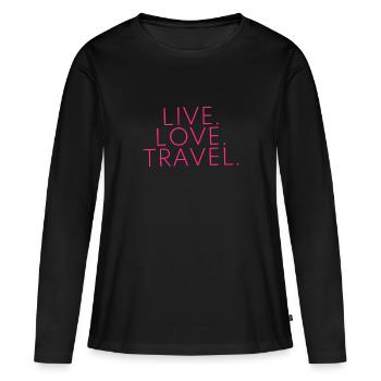 Live Love Travel Design Travel Trip - T-shirt manches longues Premium bio Femme - noir - Devant - Julia (174cm)