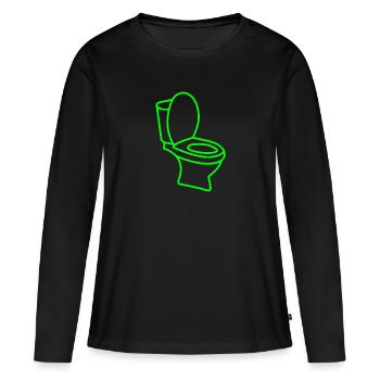 Toilettes toilettes toilettes vert - T-shirt manches longues Premium bio Femme - noir - Devant - Julia (174cm)